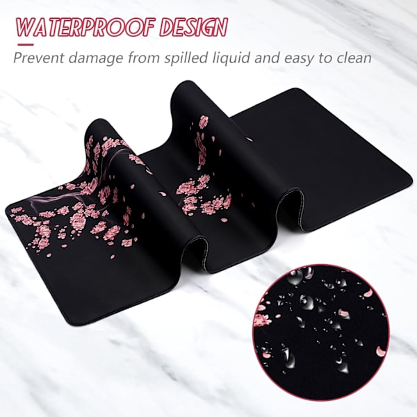 Musematte Gaming Stor Skrivebordsmatte (31,5 x 11,8 x 0,12 tommer) Vaskbar Stor Musematte, Japansk Musematte med Antiskli Gummibase, Utvidet Mo MousPad Y8 XL