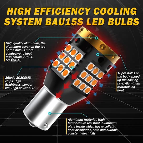 PY21W Gul LED Blinklys 2520LM 3030 Anti-Super Flicker, Blinklys (2-pak)