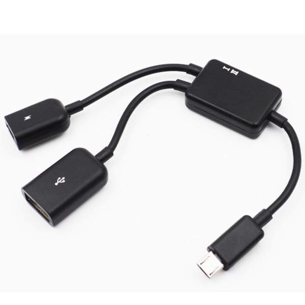Multifunktionell Micro USB Otg 2 In 1 Y Splitter Converter-kabel för mobiltelefon