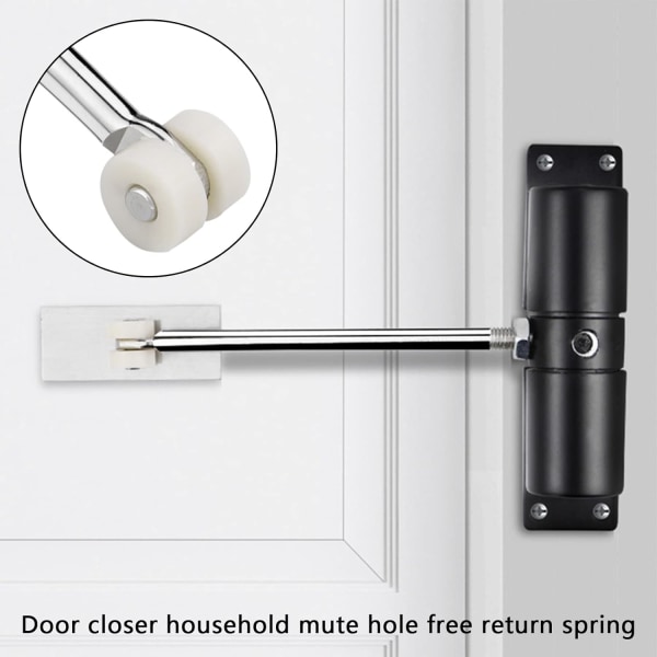 Automatisk dörrstängare, justerbar dörrfjäderstängare för innerdörr, tyst automatisk dörrstängning för dörrvikter 20-35 kg, med justeringsro White Black