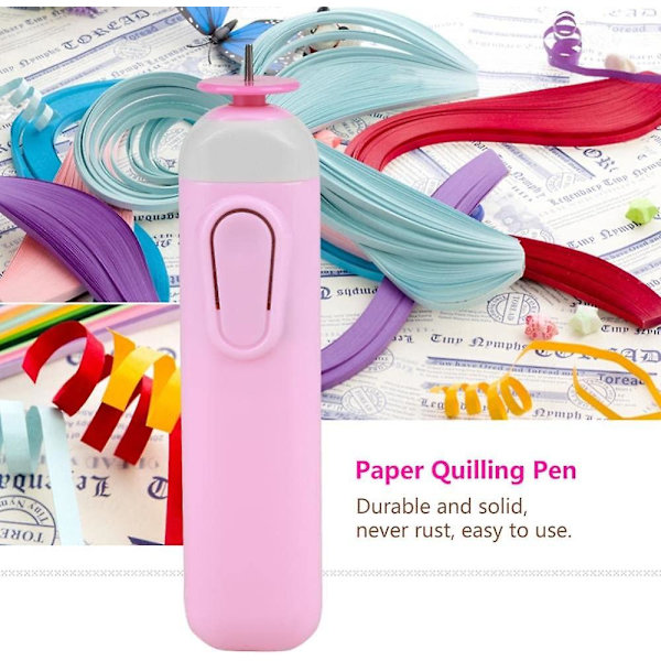 Elektrisk papirrullepen Quilling-værktøj med slids Elektrisk stålkrullerpen Værktøj Kunsthåndværk Origami-opruller Til fremstilling af Quilling(1 stk, Pink)