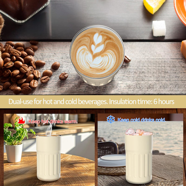 Kaffekopp Resemugg, 316 Rostfritt Stål Vakuumisolerad Kopp, LED Touch Screen Termometer, Smart Kopp Förseglad Flaska 410ml (Svart) black