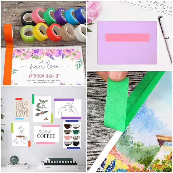 12 väriä teippiä, lasten taidetarvikkeet värillinen teippi, DIY-askarteluteippi, värilliset teipirullat, värilliset maalarinteipit 2,5 cm x 12 m (1 tuuma x 13 jaardia) 2.5cm x 12m (1In x 13Yards)