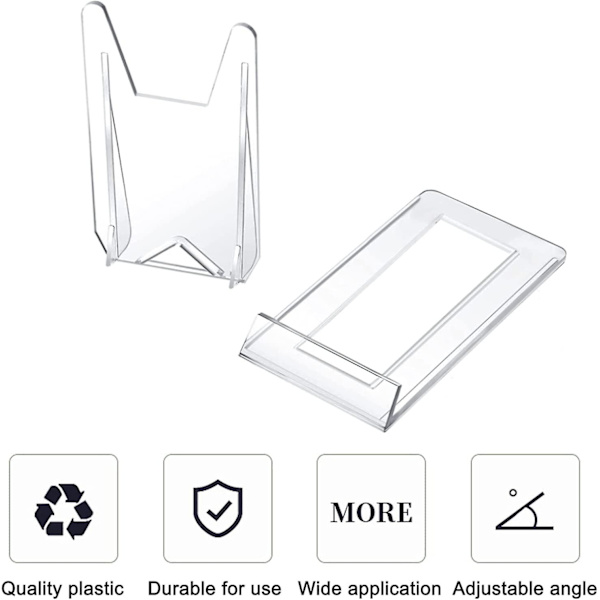 Akrylpladeholdere, Mini gennemsigtige plastdisplayholdere Justerbare billedplade staffelier Stativer til visning af flade plader, fotos, bordkort (4 stk., Tran