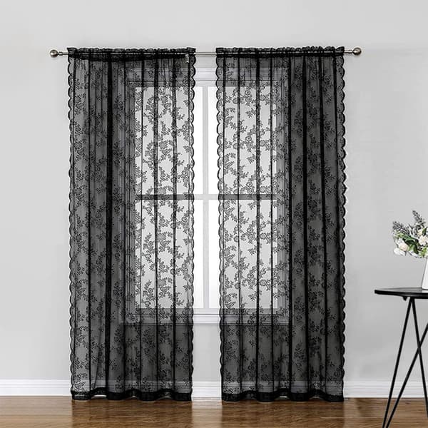 Sorte blonde gardiner 2 stk Sort 100 x 200 cm Sort