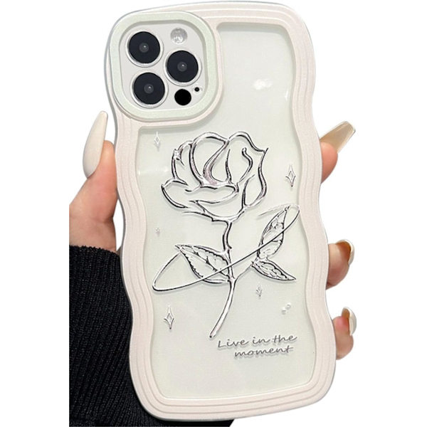 Genomskinligt skal för iPhone 14 Pro Max 6,7 tum, Sött enkelt vågigt ramverk Slim Fit Stötsäkert telefonskydd Translucent Mjukt Sött skyddande T