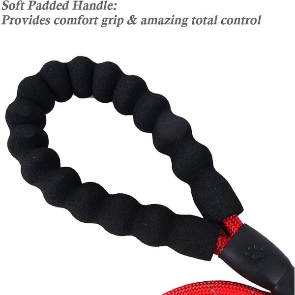 Heavy Duty Dog Leash With Padded Handle, Rope Leash With Free Leash Storage Bag, For Medium Large Dogs (2pcs, Red+black)