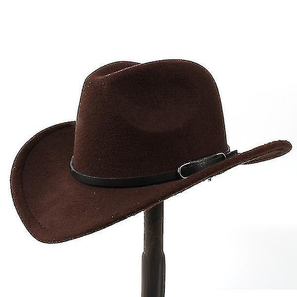 Unisex Vuxna Ull Cowboy Western hatt Bred brättad cap Vintervarm (svart)