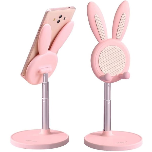 Sød Bunny-telefonholder, kompatibel med alle mobiltelefoner/tablets, justerbar i højden, kontorindretningsgave til pige 2 pakke