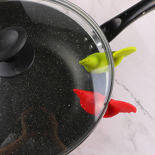 Silikonlokk Pot Lokk Løfter Pot Lokk Løfter Lokk Løfter for Gryter og Panner Løftere Spill Proof(2stk, Rød+grønn)