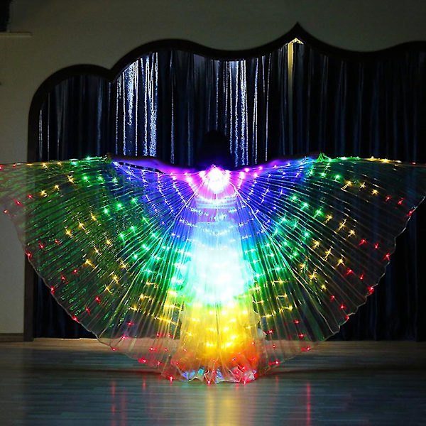 Flerfärgade LED-ljus magdansvingar - Glow Angel Dance Wings för vuxna och barn
