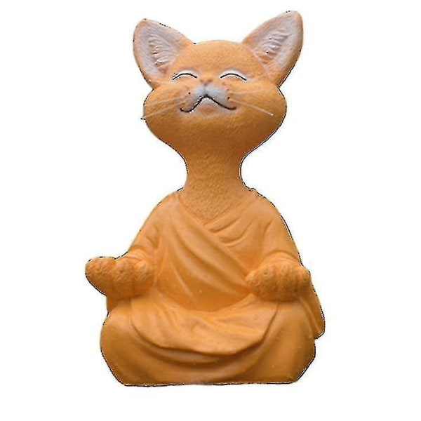 Creative Black Buddha Cat Statue Meditation Yoga Cat Home Decoration (oransje)