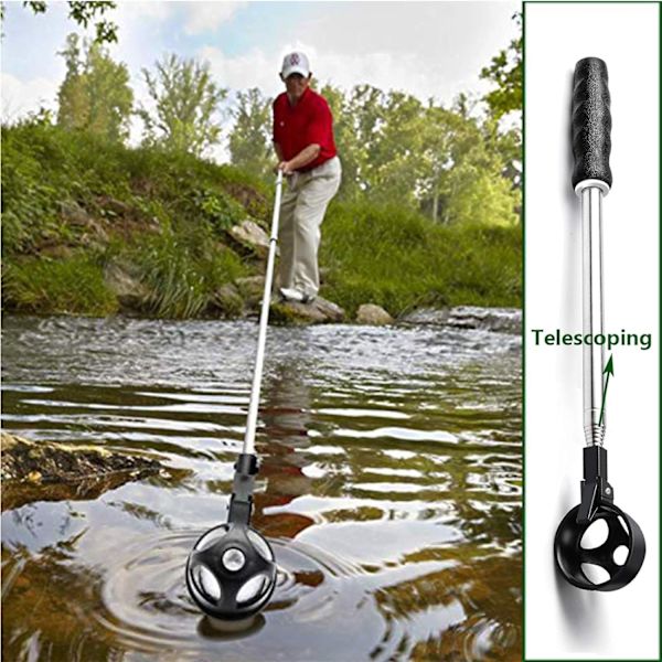 Golfbollplockare, 6 fot/9 fot rostfritt teleskopiskt golfbollplockare för vatten med golfbollgrip för putter, golftillbehör, presenter för 9 Feet