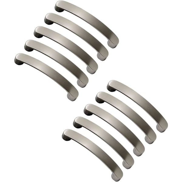 Set med 10 borstade nickel kökshandtag skåpdragmöbler handtag aluminium kökslådor (centrum till centrum 96 mm)  (HY)