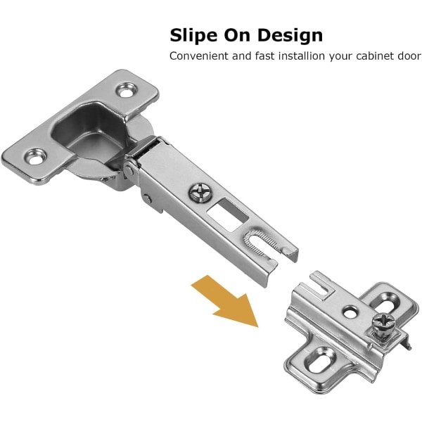 2 stk. Skydeskinner 35mm Køkkenkabinet Garderobedørshængsel, 110 Grader Selvlukkende Fuld Overlæg Standardhængsel - Nikkelbelagt Pack of 2