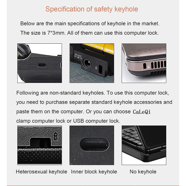 Sikkerhedslåskabel til bærbar skærm LCD - 2m kabel sort (1 stk)