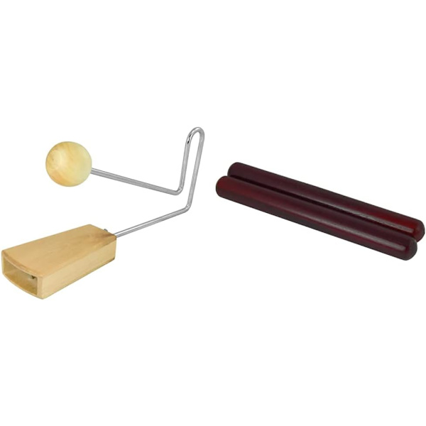 VIB7-WD Vibraslap & CLA7-RD Redwood Træ Claves - 20cm Længde Par Claves + Wooden Claves Single