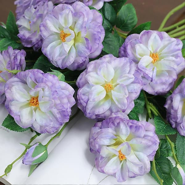 9 cm silkerose – med kunstige blader – for fest- og arrangementdekor White
