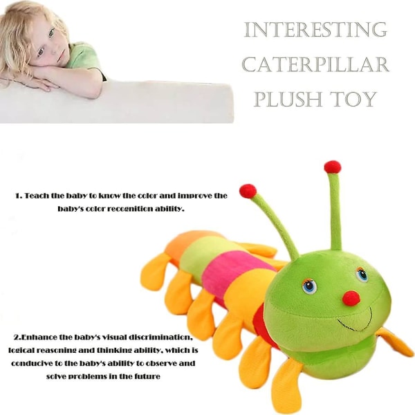 50 cm Caterpillar plyslegetøj, farverig Caterpillar plyslegetøj børnepude
