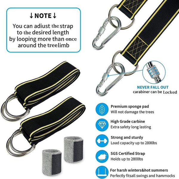3m Swing Strap Kit - Heavy Duty hengekøye stropper, 1 X stropper, rask og enkel måte å henge hvilken som helst huske