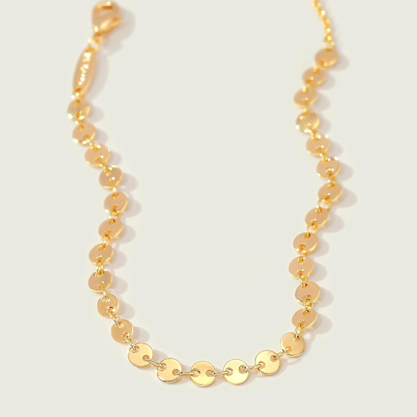 Armband för kvinnor 14K guldpläterad delikat kedja enkelt smycke sött för flickor Coin Chain 2 Layer Satellite Chain