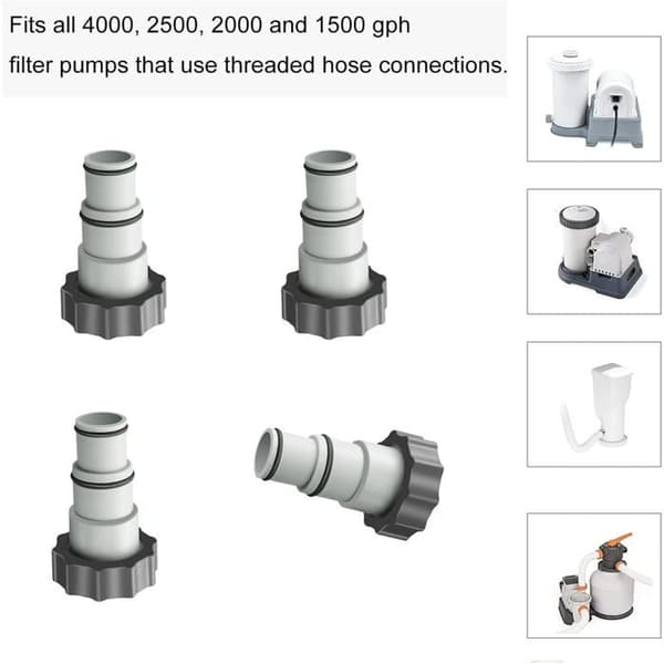 4-delars pooladapterset, utbytes-slangadapter för Intex A-serien med gänga, passar 1,5\" och 1,25\" diameter slangar