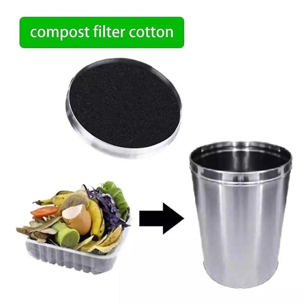 12 kpl erittäin paksuja aktiivihiilen vaihtosuodattimia hajuttomiin keittiön kompostiastioihin (pyöreä)