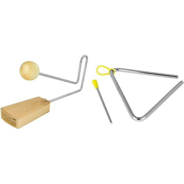 VIB7-WD Vibraslap & TIGER TRI7-2-MT 6\" Triangelinstrument med Slagtræ + Triangle Instrument Single