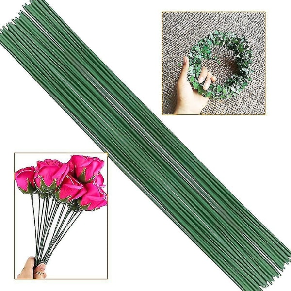200 stk. blomstertråd, 16 tommer 22 gauge mørkegrøn buketstængel til blomsterarrangementer, gør-det-selv-håndværk, tilbehør til blomsterfremstilling