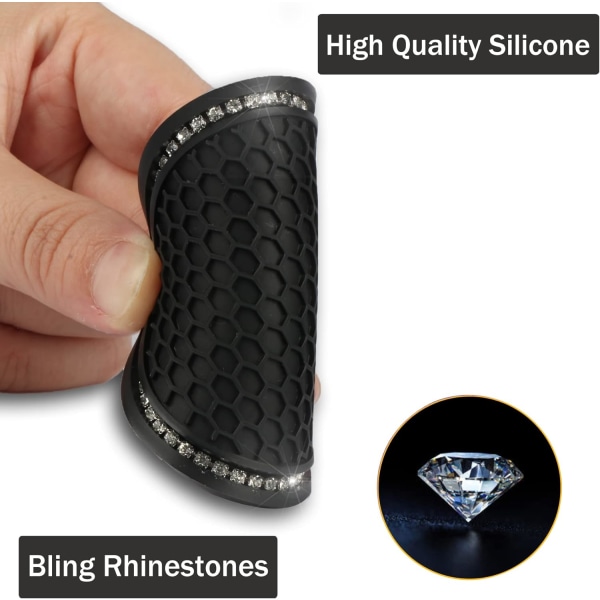 Auton mukitelineen alusta, 2 kpl universaali liukumaton auto, Bling Crystal Rhinestone Auton sisustustarvikkeet - Musta Black
