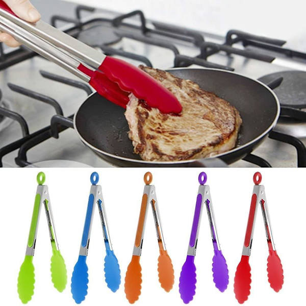Silikone serveringsgrilltang. 1 stk. silikone madlavning mad servering grilltang