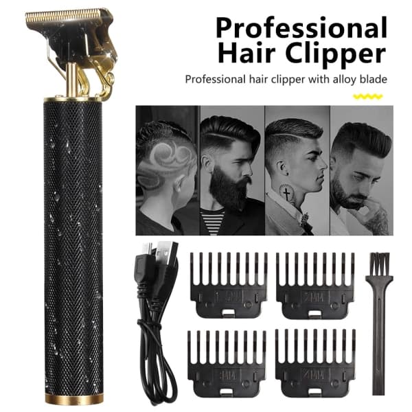 Professionel hår- og skægtrimmer - Sort 7 dele