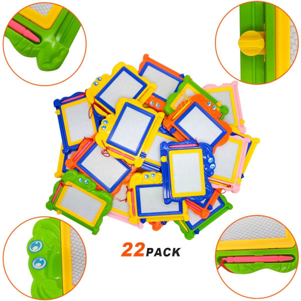 22 stk Mini Magnetiske Tegnebrett for Barn, Fargerike Doodle Tegnebrett for Småbarn 1-3, Slettbare Doodle Brett Tablett Skriveblokk for Gutter Gi 22pcs Yellow/Pink/Blue/Green/Orange