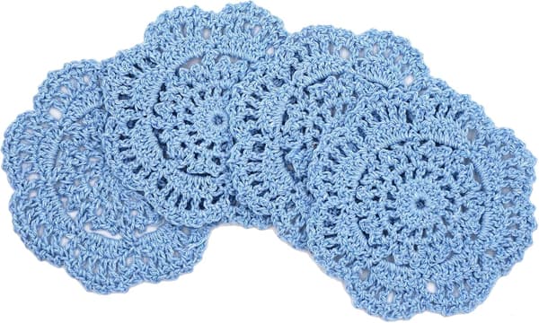 Runde hæklede blondebrikker, håndlavede, 10 cm, 4-pak (Blå) blue