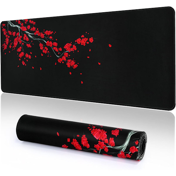 Musematte Gaming Stor Skrivebordsmatte (31,5 x 11,8 x 0,12 tommer) Vaskbar Stor Musematte, Japansk Musematte med Antiskli Gummibase, Utvidet Mo MousPad Y6 XL