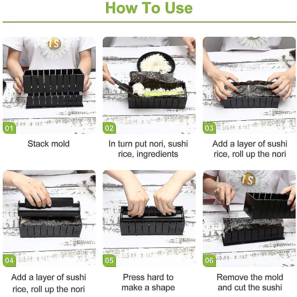 Sushi Ma Kit for nybegynnere 10 stykker Sushi Maker Tool