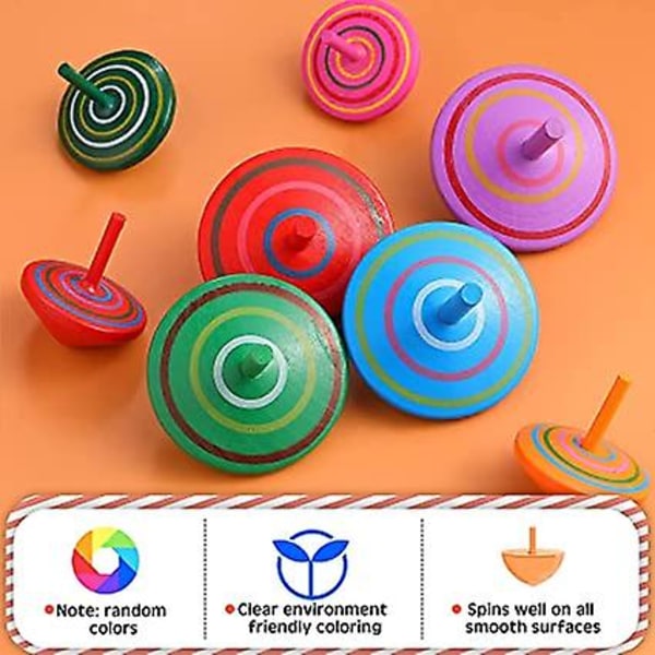 Anhao träsnurra, 30 st snurrleksaker för barn, mini roterande takfärg Gyro (slumpmässig färg)