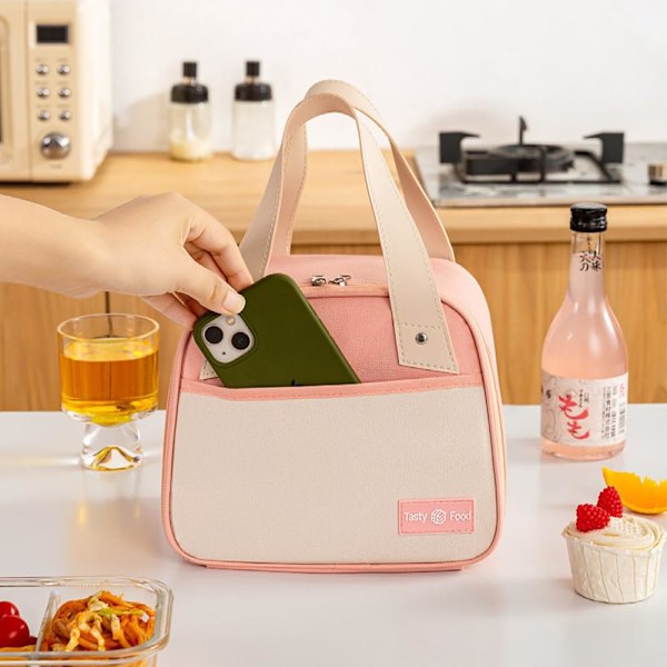 Kannettava Mini Eristetty Lounaslaukku Ulkoilmapiknikille, Jäähilevarasto, 1 kpl (Pinkki) pink