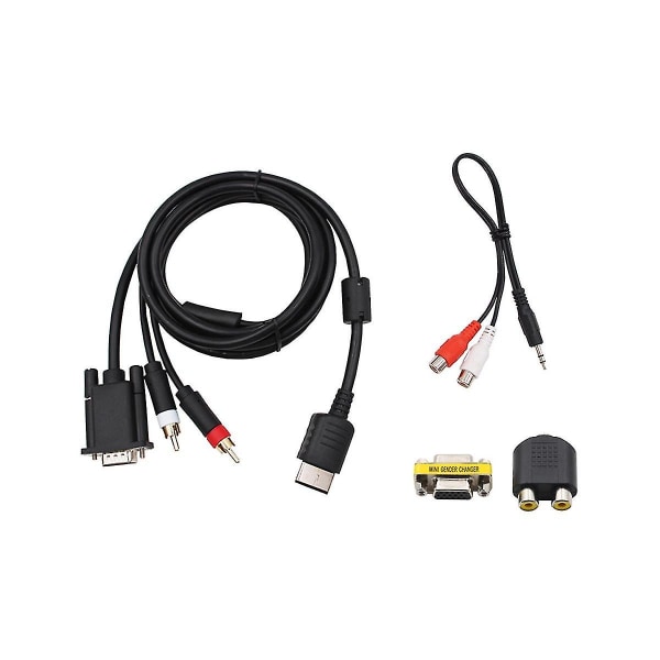Vga-kabel för Dreamcast High Definition + 3,5 mm till 2-hane Rca-adapter