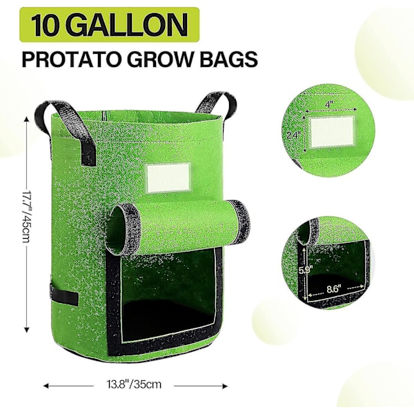 Huncv-suntee 4-pak 10 gallon kartoffeldyrkningsposer, plantevækstposer, åndbare, ikke-vævede stofdyrkningsposer til dyrkning af kartofler, havegrøntsager