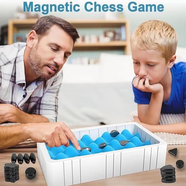 Bärbart magnetiskt schackset, perfekt för resor och camping.