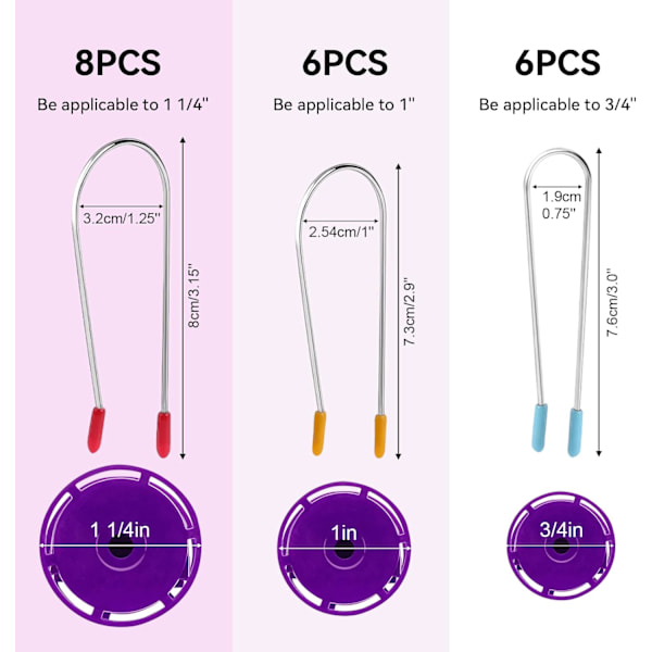 Varme krølleclips udskiftning varme rulle clips assorteret varme rulle sikringsstifter passer til ¾'', 1”,1¼ tommer ruller og krøller(20stk)
