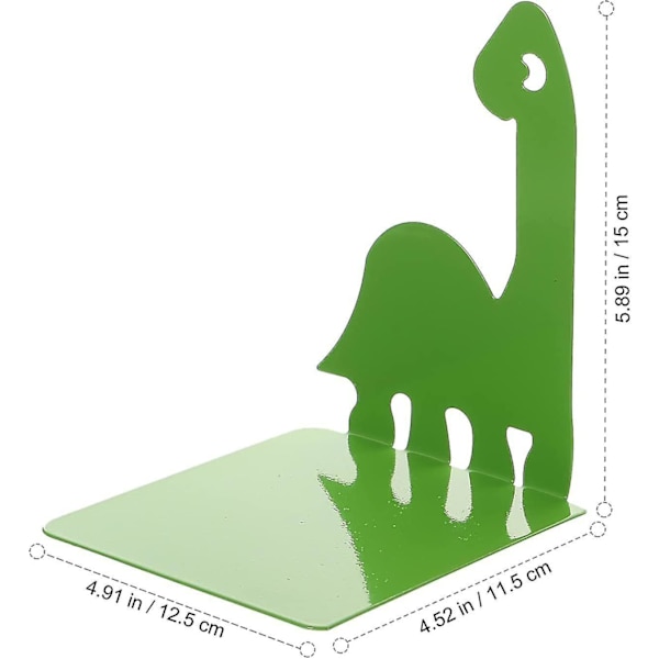 Bogstøtter i jern, tegneserie-dinosaurdesign, skridsikre bogstøtter, 1 par