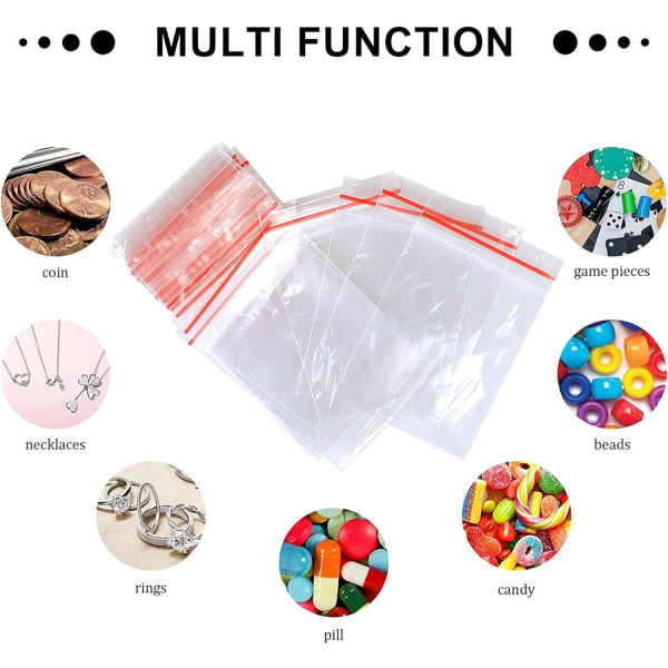 100 stk Små Plastikposer Forseglbare Ziplockposer 13 x 9cm Grip Seal Poser Klar Plastikposer  Transparente Polythenposer til Køkken Ar