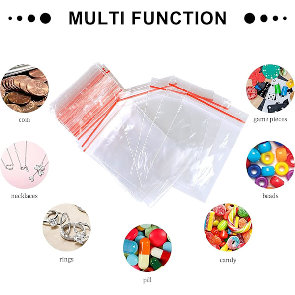 Små poser Tiny Ziplock poser Forseglbare Grip Seal poser 6 x 9cm (2.3x3.5\")  Klar Mini Plastikposer Transparent Polythenposer Opbevaring