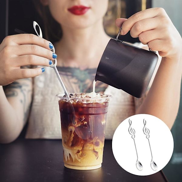 Sæt med 3 rustfrie stål kaffeskeer dessertske gave ske note kageske