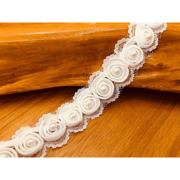 15 meter mesh blondekant flæse trim bånd faux perle applikation diy håndværk syning materiale
