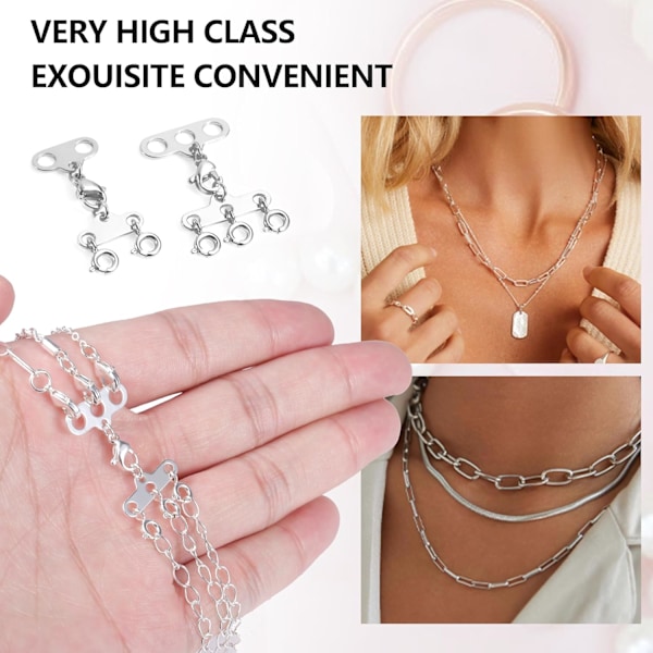 Halskæde Lagdeling Spænder, 2stk Multi Strands Rør Lås Halskæder Separator Spænder, Halskæder Lagdelt Spænder Armbånd Forbindelse 2 3 Strands Sterling SilverB