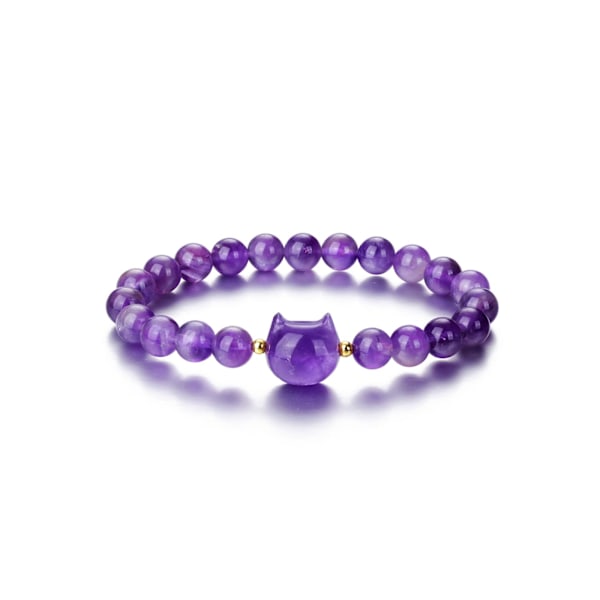 Kristallikissa rannekoru naisille 8mm kristallikivihelmirannekorut Suojaavat parantavat kristallit Jalokivet Joustava rannekoru Onnenrannekoru Korukissa Purple