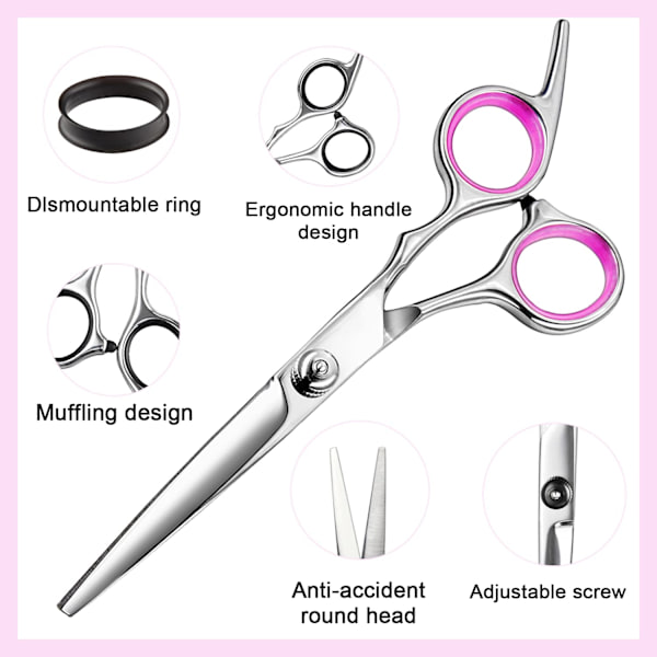 Frisörsaxar Tunnsaxar Set, Frisörsaxar, 10-delad Professionell Barberare Set Rosa Frisörsaxar 8-piece set